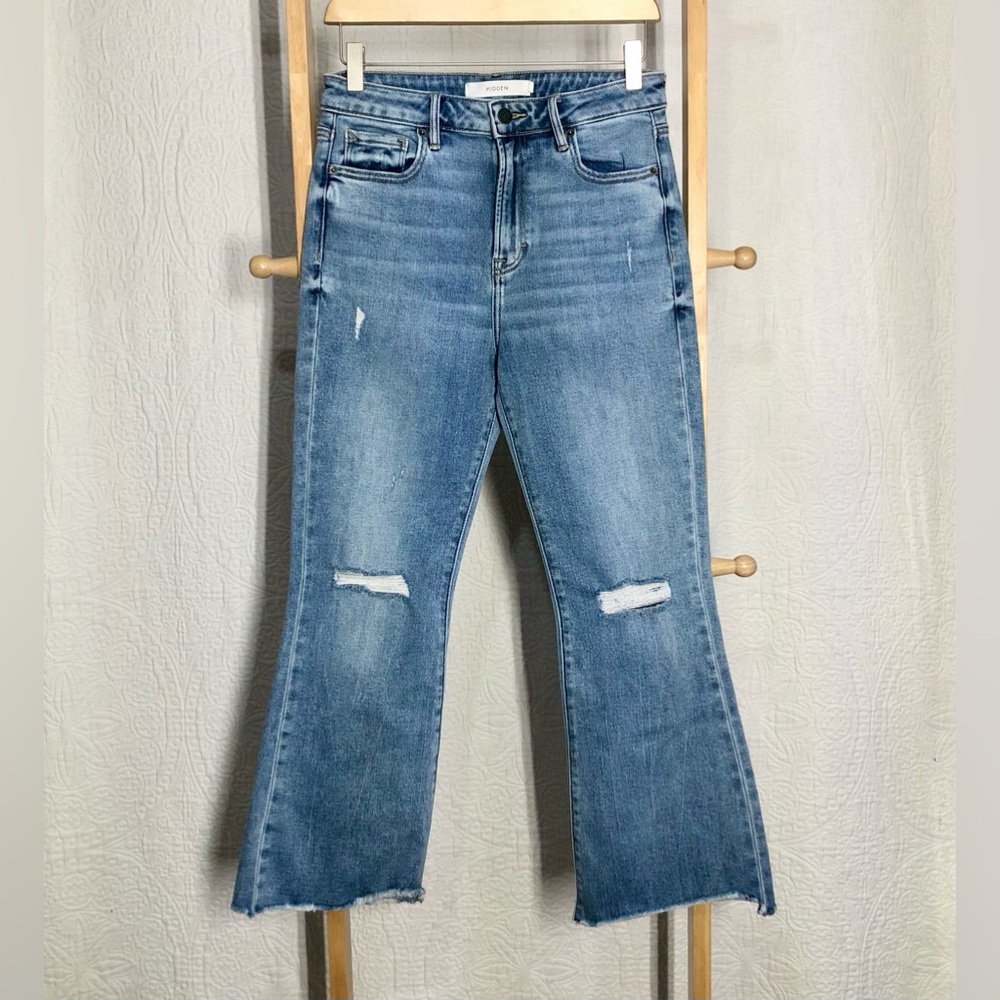 Hidden Happi Light Blue Distressed Cropped Jeans